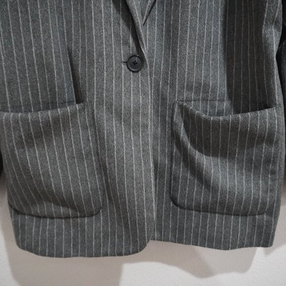 Grey Wool Like Pinstripe Relaxed Over Sized Fit Blazer - Women's Size La… - Picture 11 of 14
